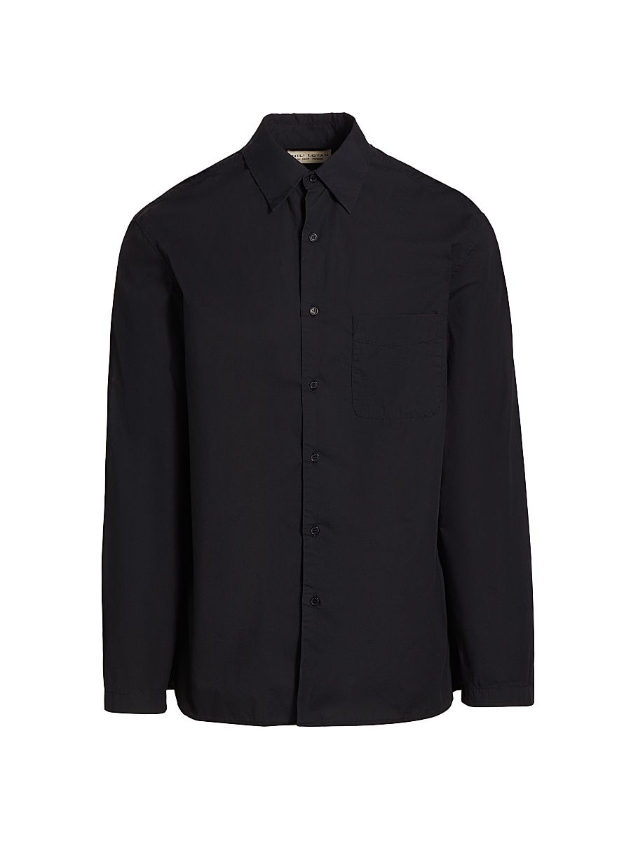 Men's Caiden Cotton Poplin Button-Front Shirt - Midnight - Size XL