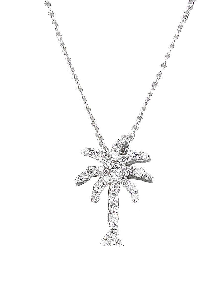 Women's Tiny Treasures 0.17 TCW Diamond & 18K White Gold Palm Tree Pendant Necklace - White Gold