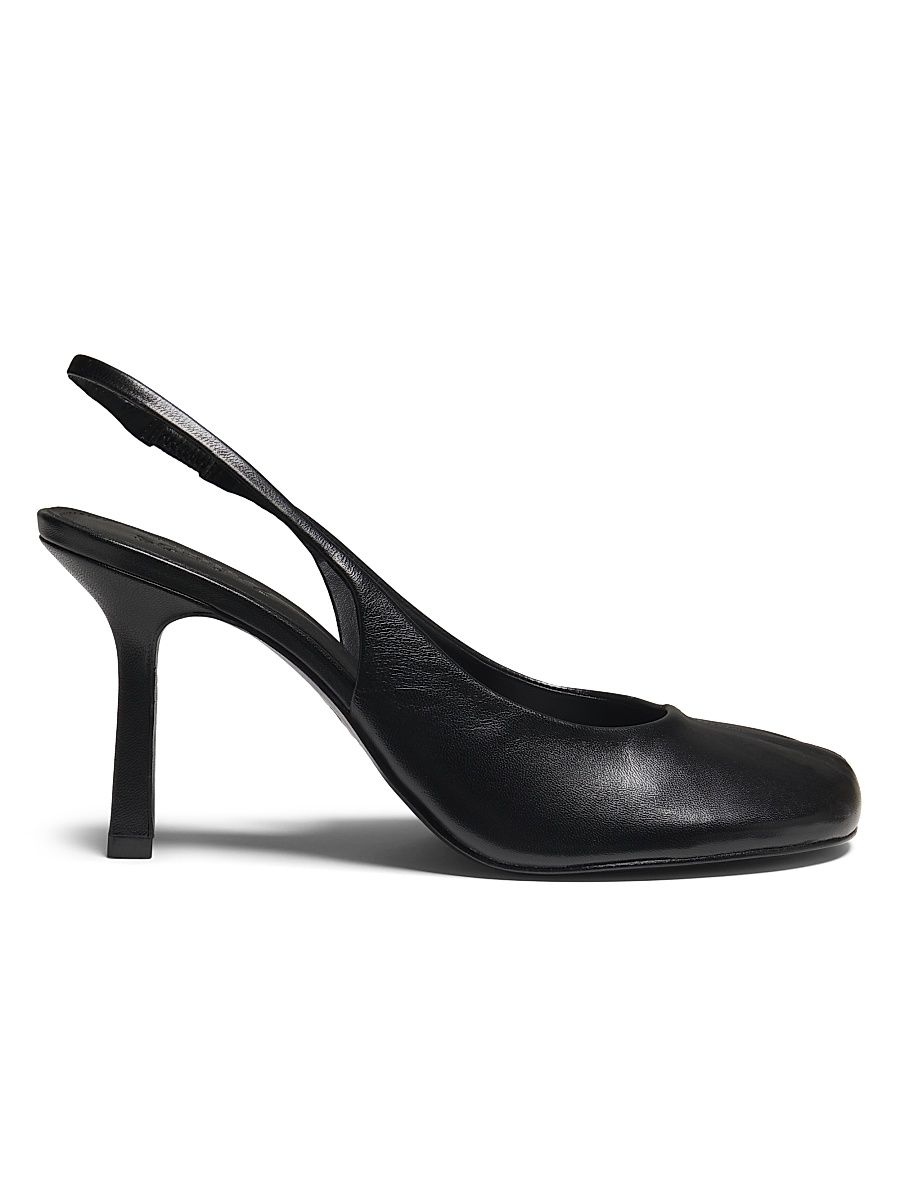 Women's Brigitte Sling 95MM Leather Slingback Pumps - Black - Size 7.5