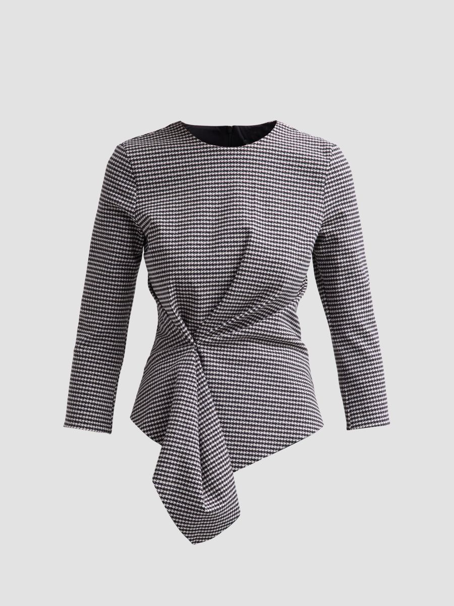 Chiara Boni La Petite Robe Women's Vione Houndstooth Pinched Top - Houndstooth - Size 2