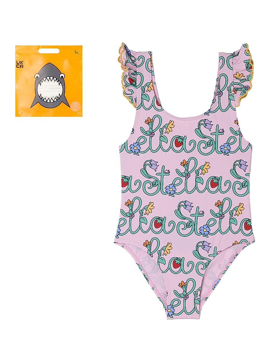Little Girl's & Girl's Logo-Print One-Piece Swimsuit - Pink - Size 12
