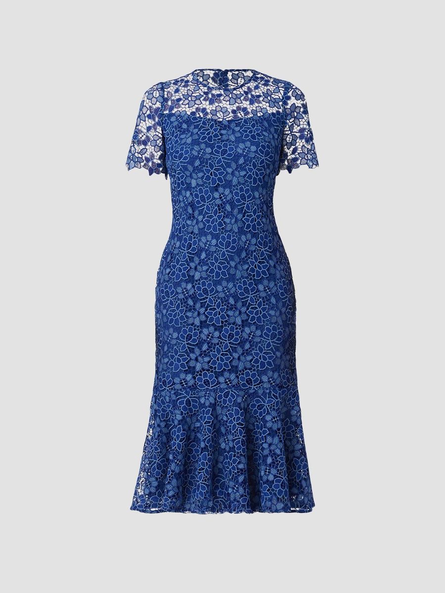 Shoshanna Women's Poppi Lace Midi-Dress - Navy - Size 4