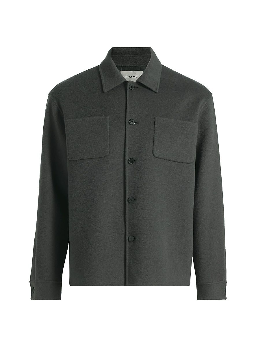 Men's Double-Face Wool Trucker Jacket - Grey - Size XXL