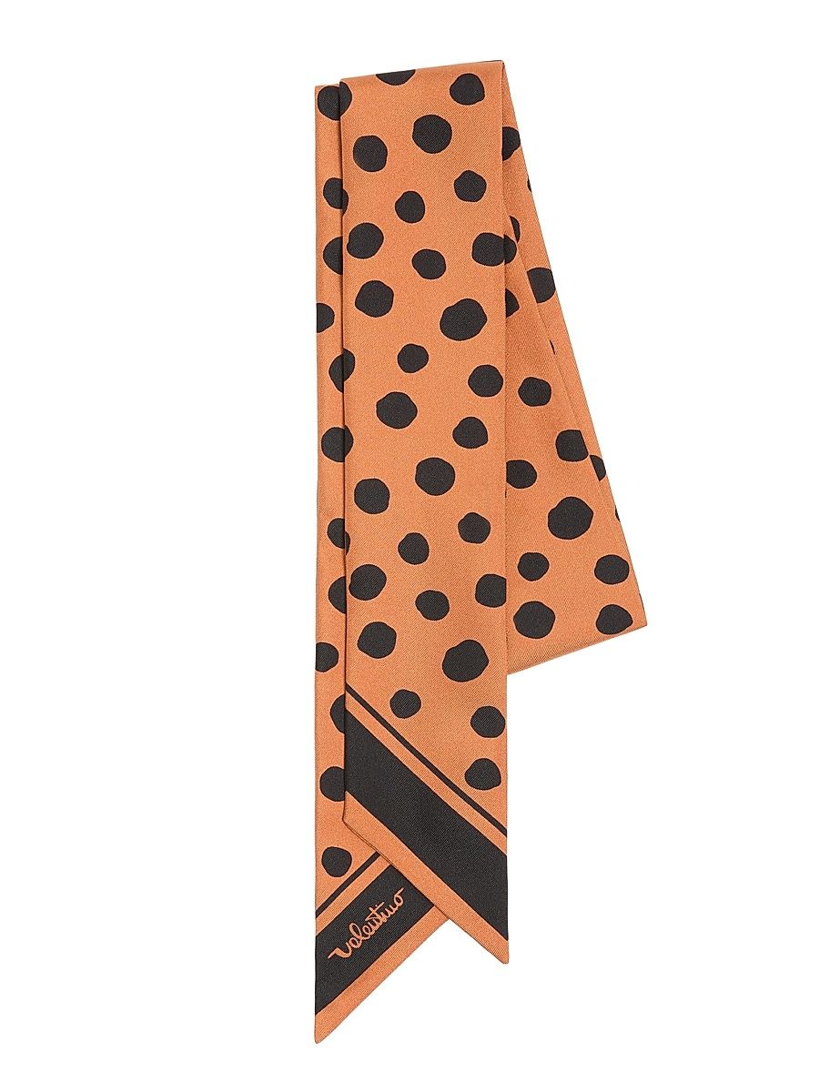 Women's Dalmatian Polka Dot Silk Bandeau Scarf - Brown Black
