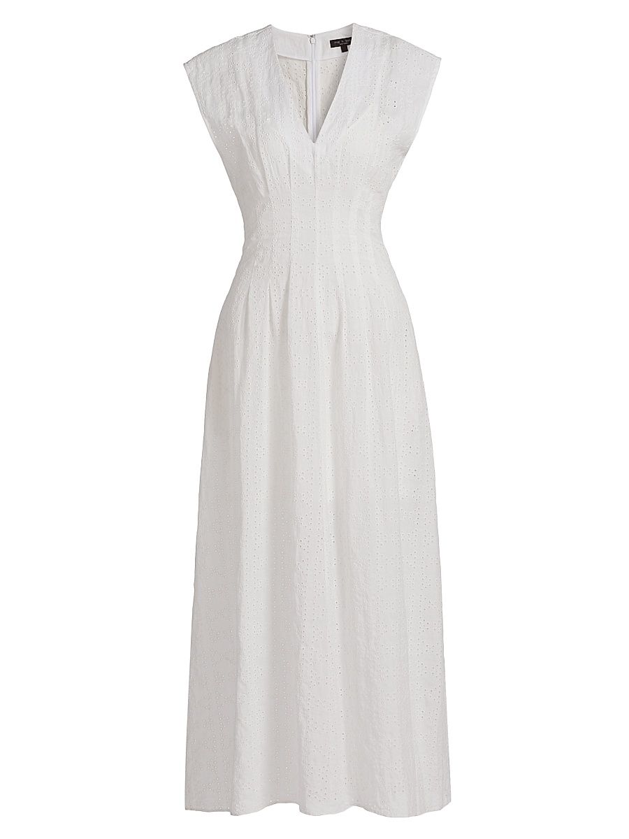 Women's Ines Schiffli Eyelet Embroidered Dress - White Embroidery - Size 16