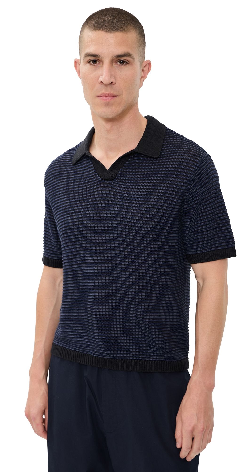Taylor Stitch The Valencia Sweater Polo Coal Stripe 38