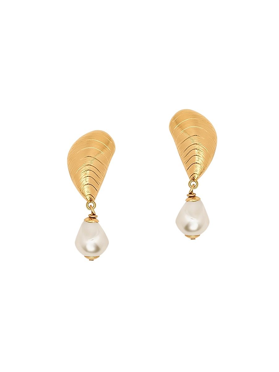 Women's 24K-Gold-Plated & Imitation Pearl Drop Earrings - Pearl