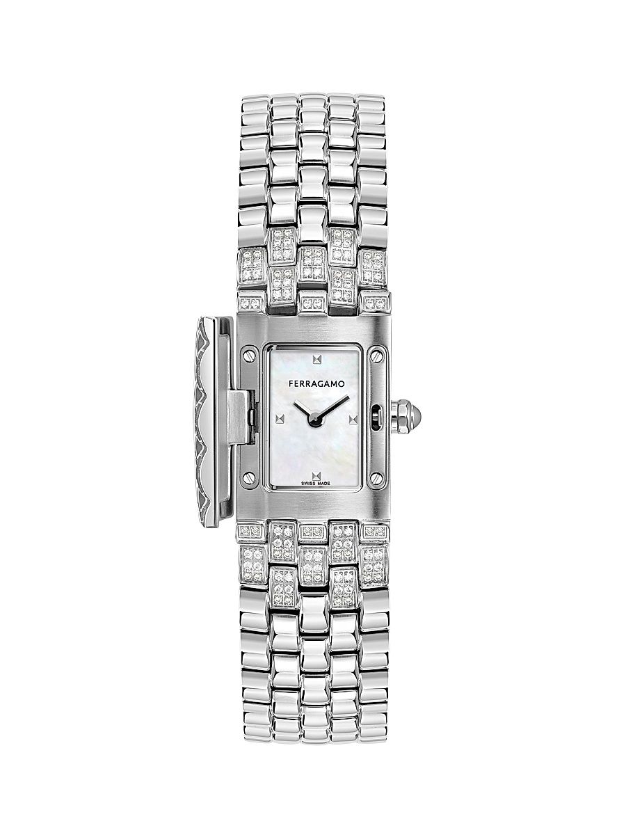 Women's Ferragamo Secret Stainless Steel & 0.84 TCW Diamond Bracelet Watch/18.5MM x 30MM - Stainless Steel