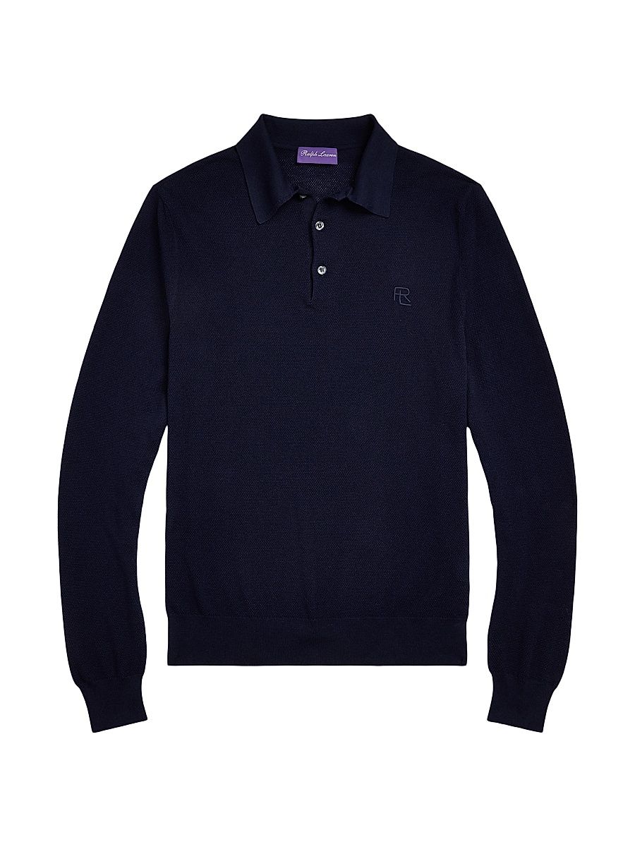 Men's Polo Silk-Cotton Sweater - Classic Chairman Navy - Size XXL