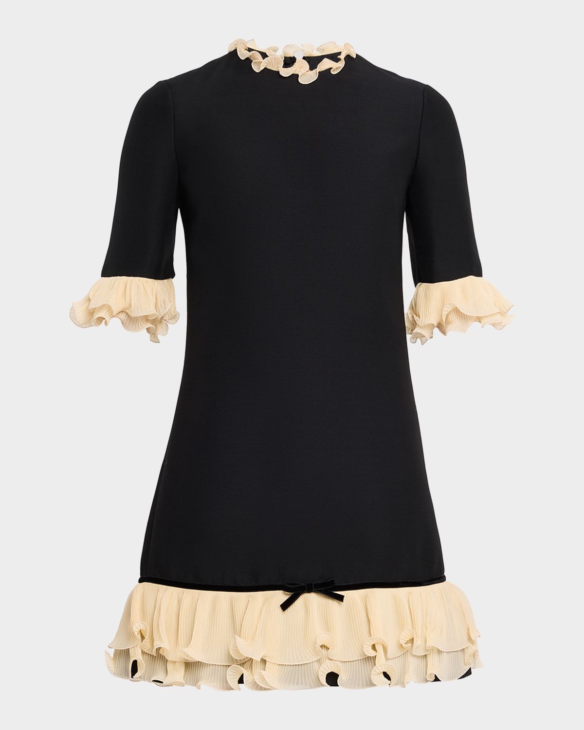 Ruffle Silk Crepe Mini Dress