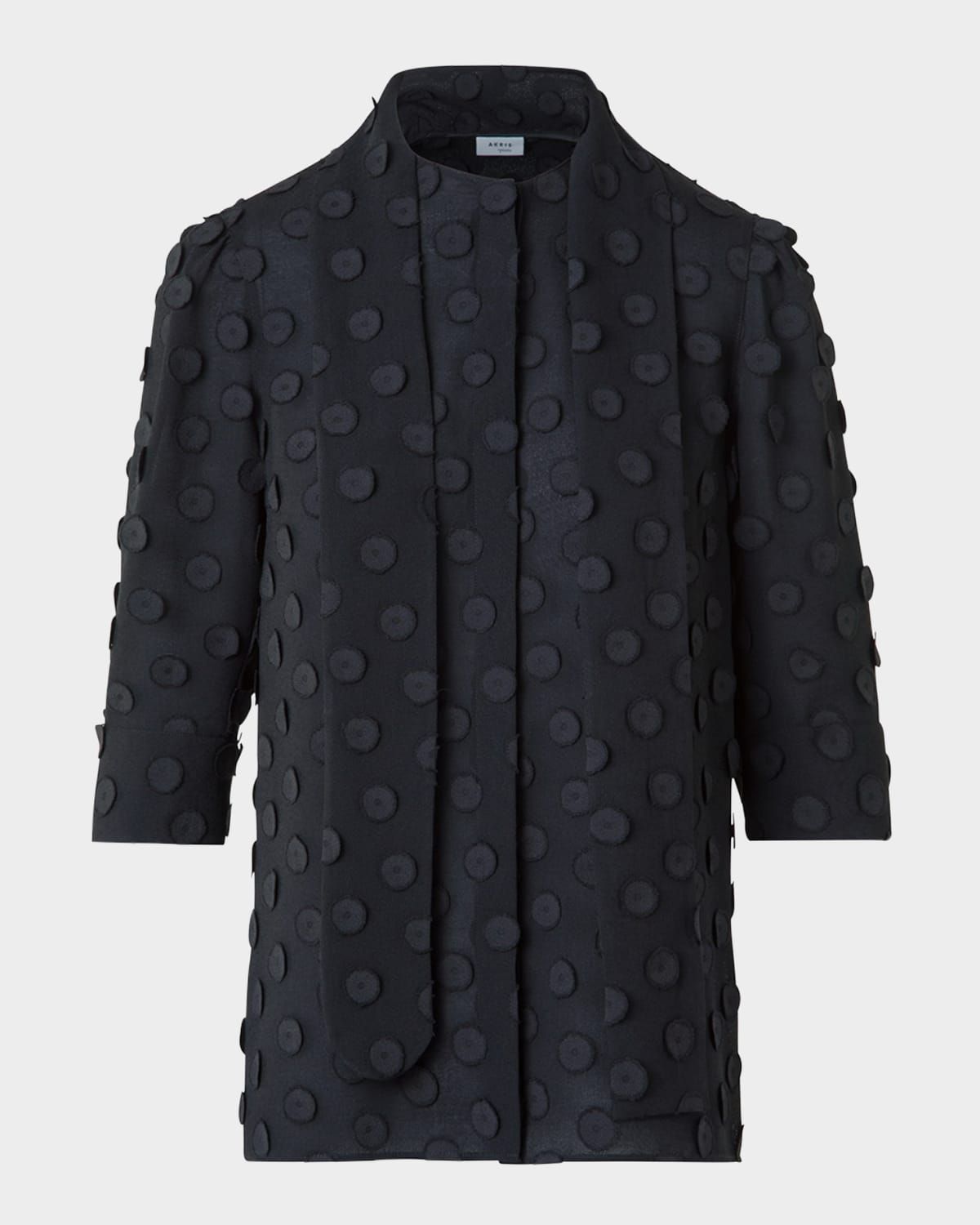 3D Polka Dot Techno Georgette Scarf Boho Blouse