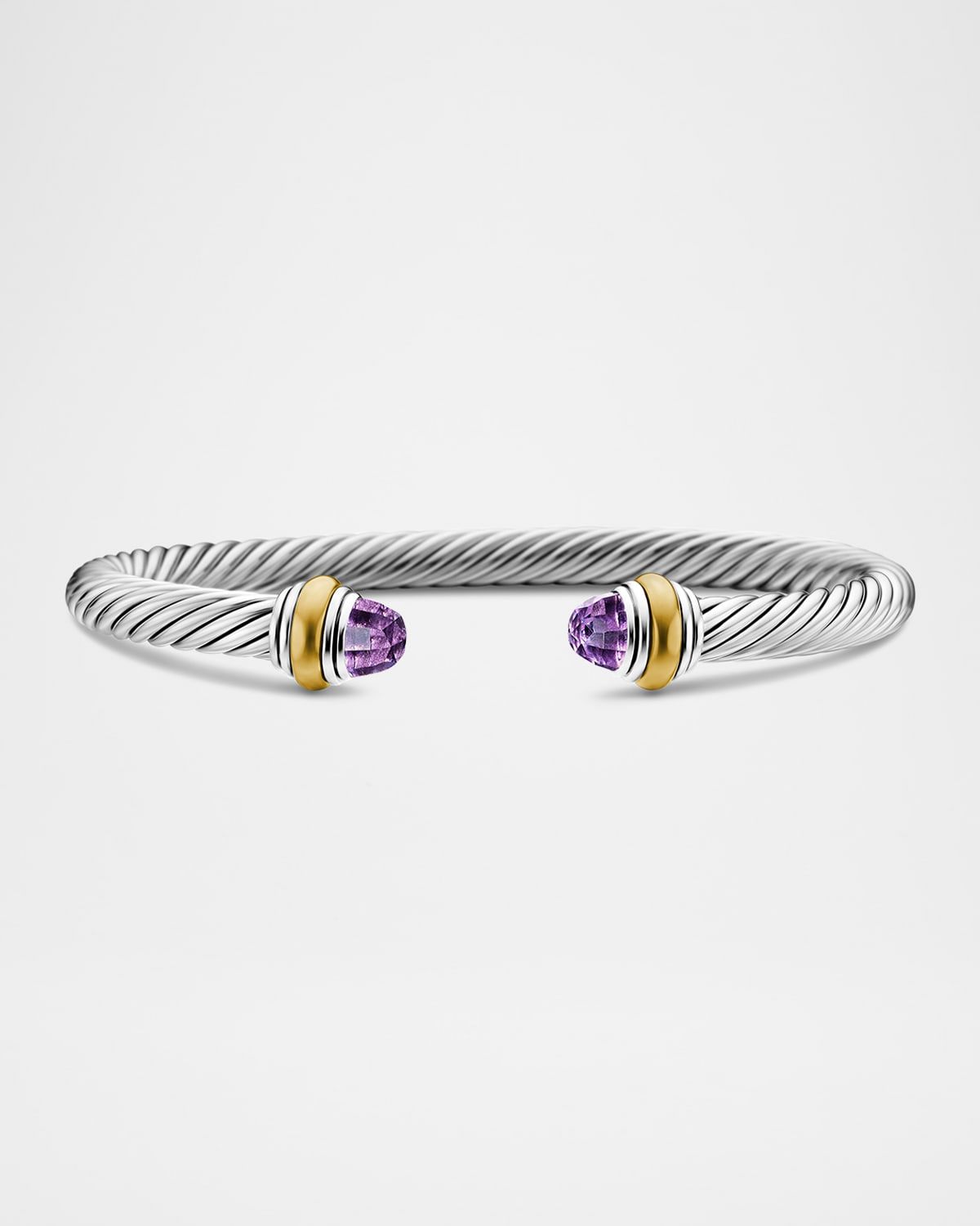 Cable Bracelet with Gemstone in Silver with 14K Gold, 5mm