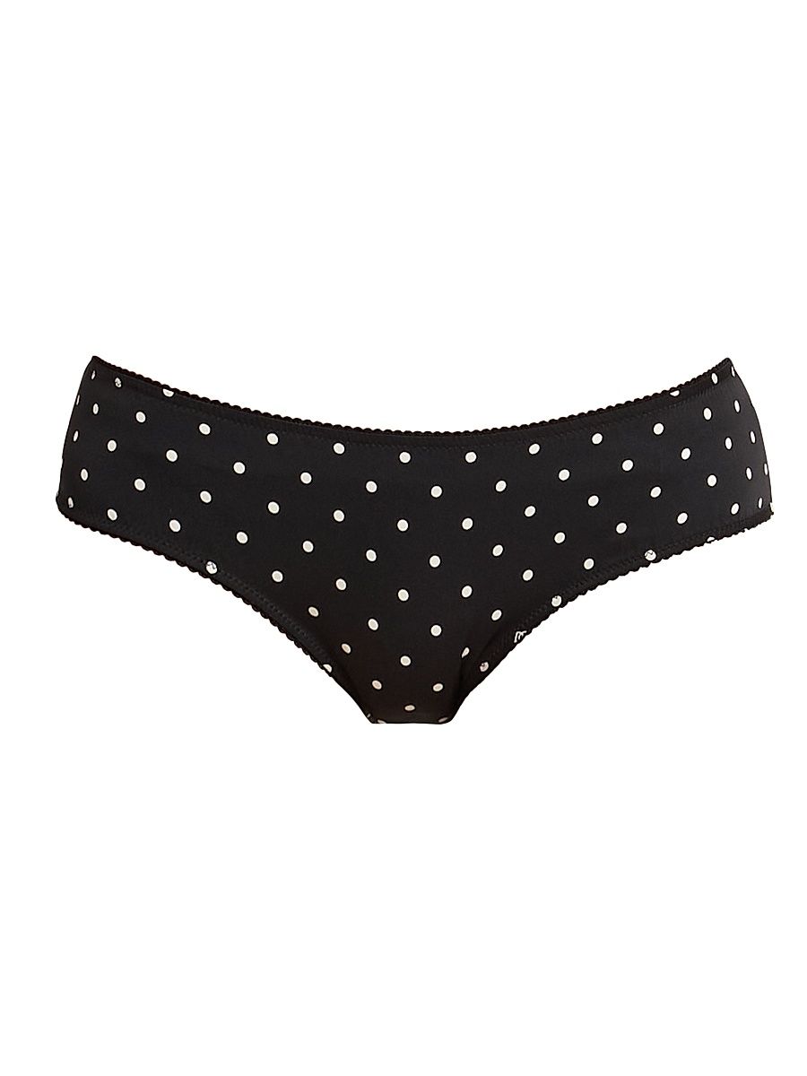 Women's Polka Dot Silk-Blend Hipster Brief - Black White - Size XL