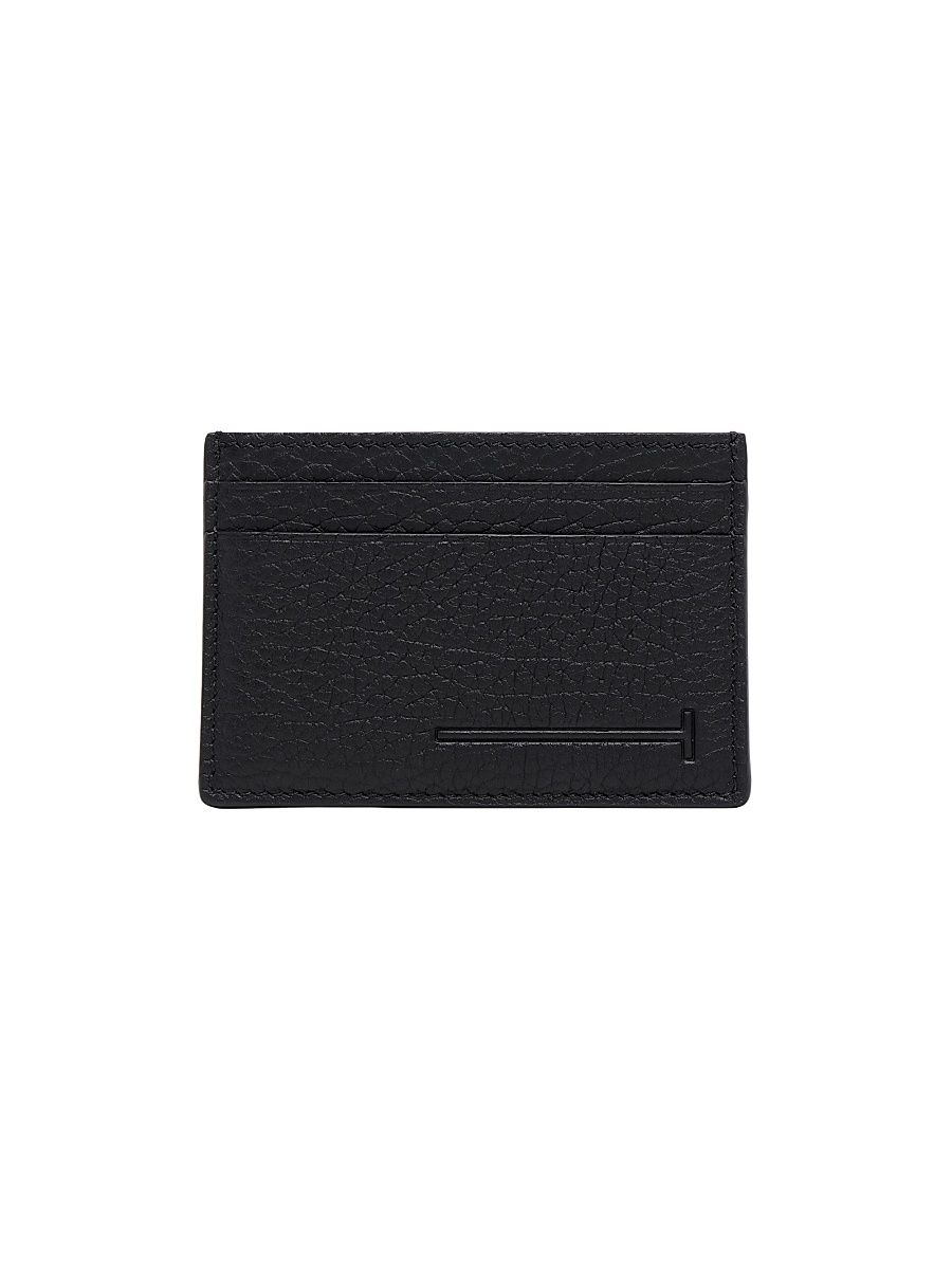 Men's T Line Classic Leather Card Holder - Black