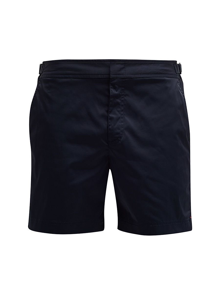 Men's Bulldog Piped Nylon Swim Shorts - Blue - Size 38