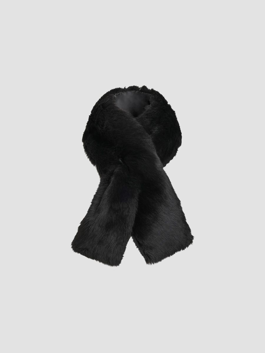 Gorski Men's Merinillo Shearling Lamb Scarf - Black