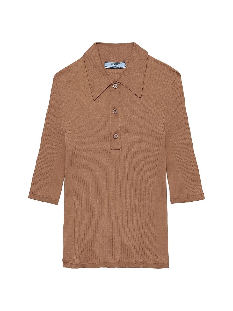 Women's Cotton Polo Shirt - Brown - Size 0