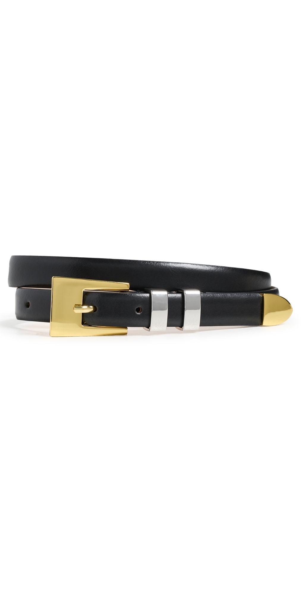 Aureum Sofia Belt Black Leather & Gold/Silver M/L