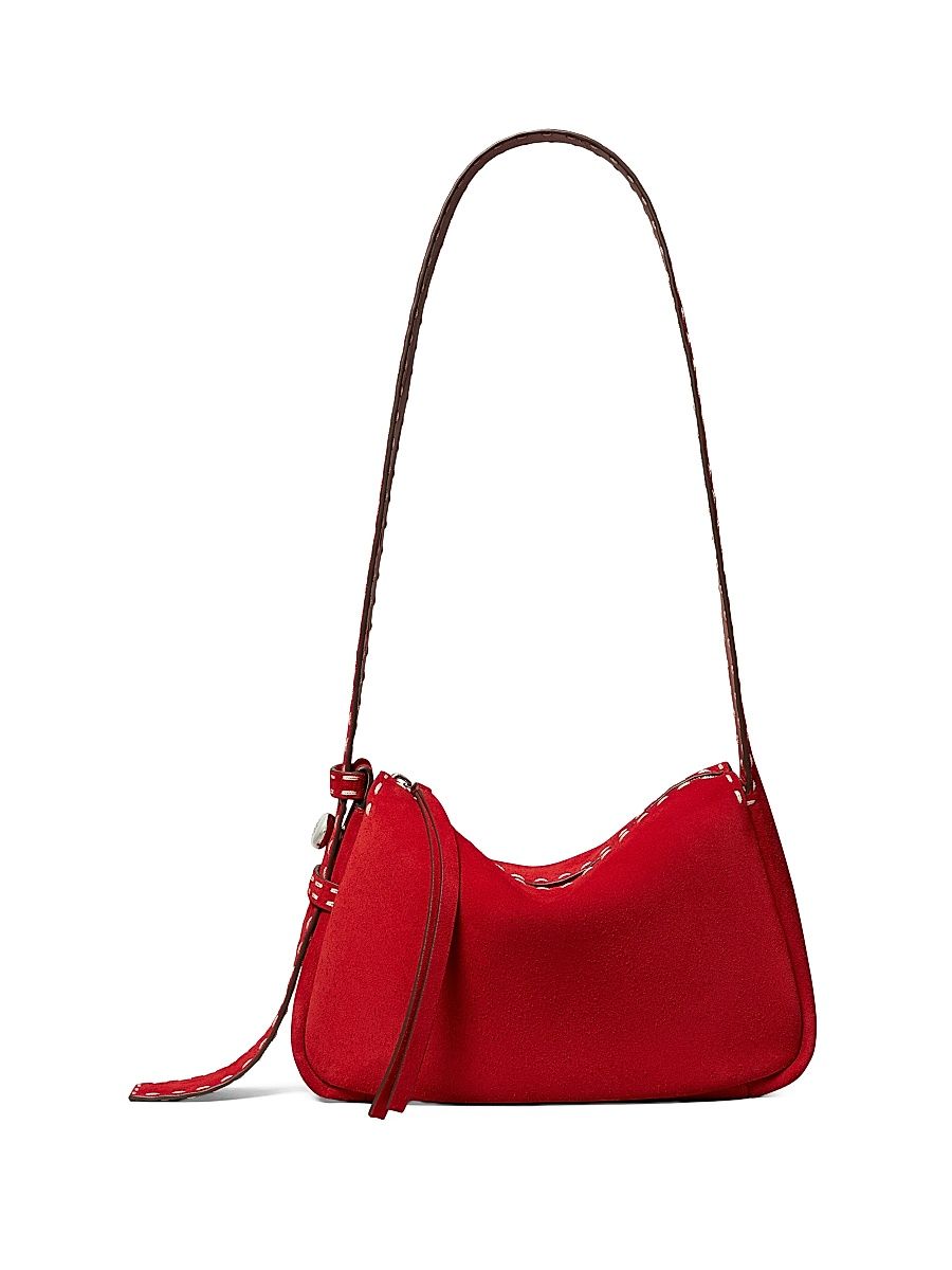 Women's Romy Small Pick-Stitch Suede Shoulder Bag - Toucan Red