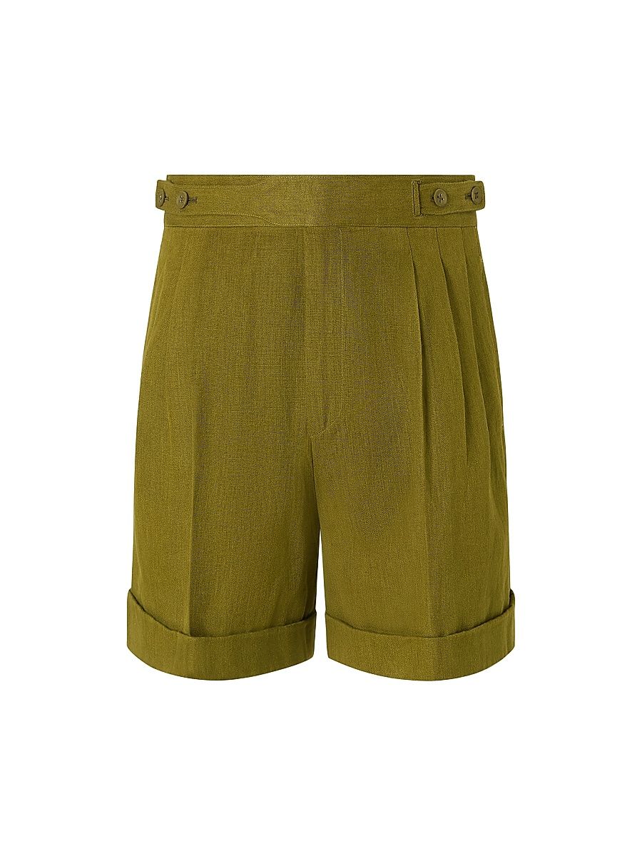 Men's Oasi Lino Shorts - Olive Green - Size 38