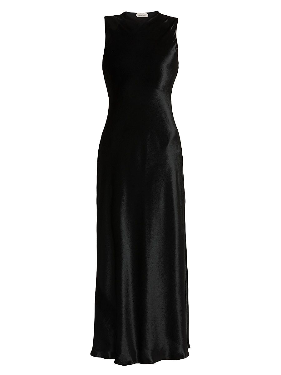 Women's Velvet Round-Neck Midi-Dress - Black - Size 6