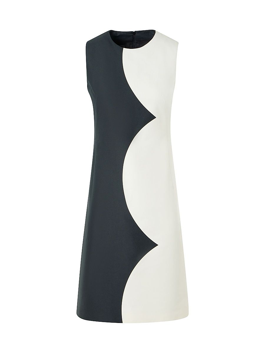 Women's Cloud Print Cotton-Silk Sheath Dress - Black Ecru - Size 14