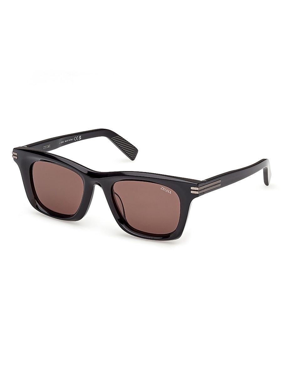 Men's 52MM Square Sunglasses - Shiny Milky Dark Grey