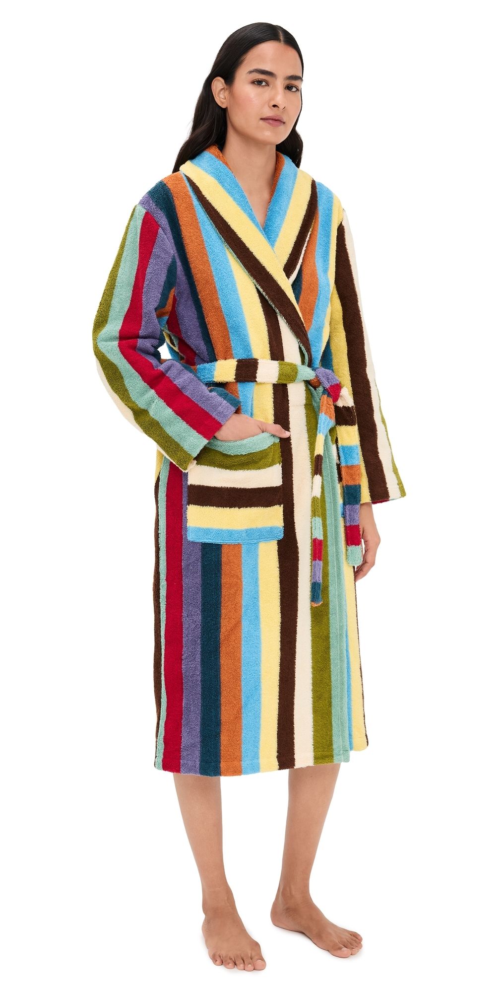 Dusen Dusen Stripe Bathrobe Eucalyptus XL