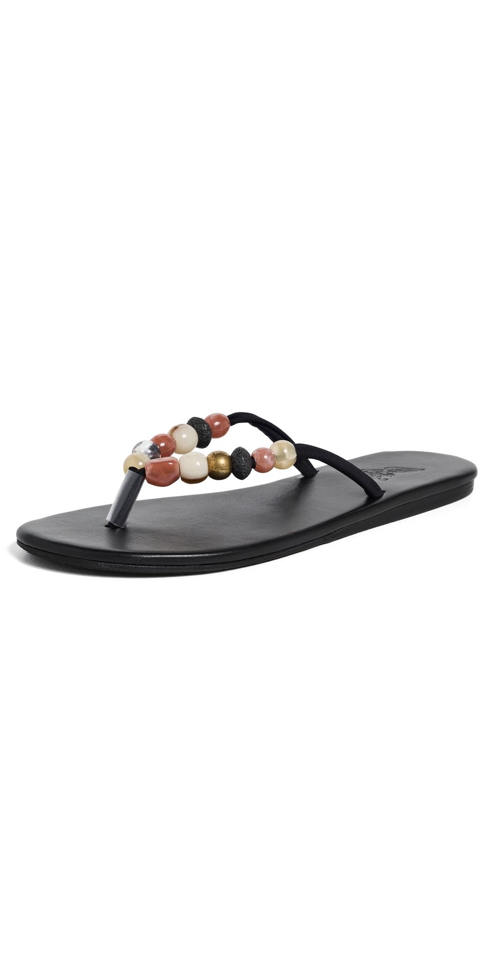 Ancient Greek Sandals Saionara Bead Flip Flops Black 41