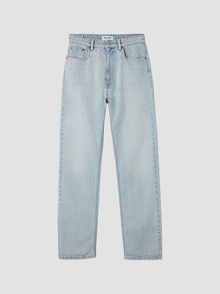 Women's Five-Pocket Washed Denim Jeans - Blue - Size 24