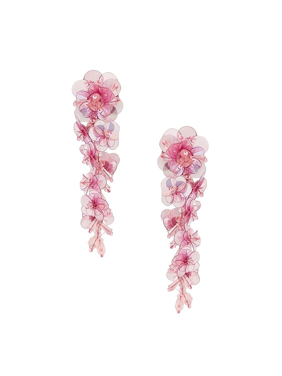 Women's Sequin Flower Beaded Drop Earrings - Pink