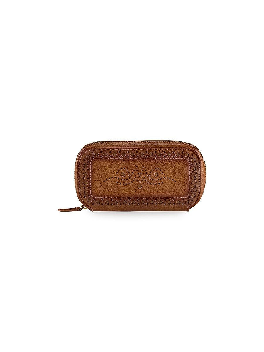 Brogue 2-Piece Watch Zip Case - Burnished Brown