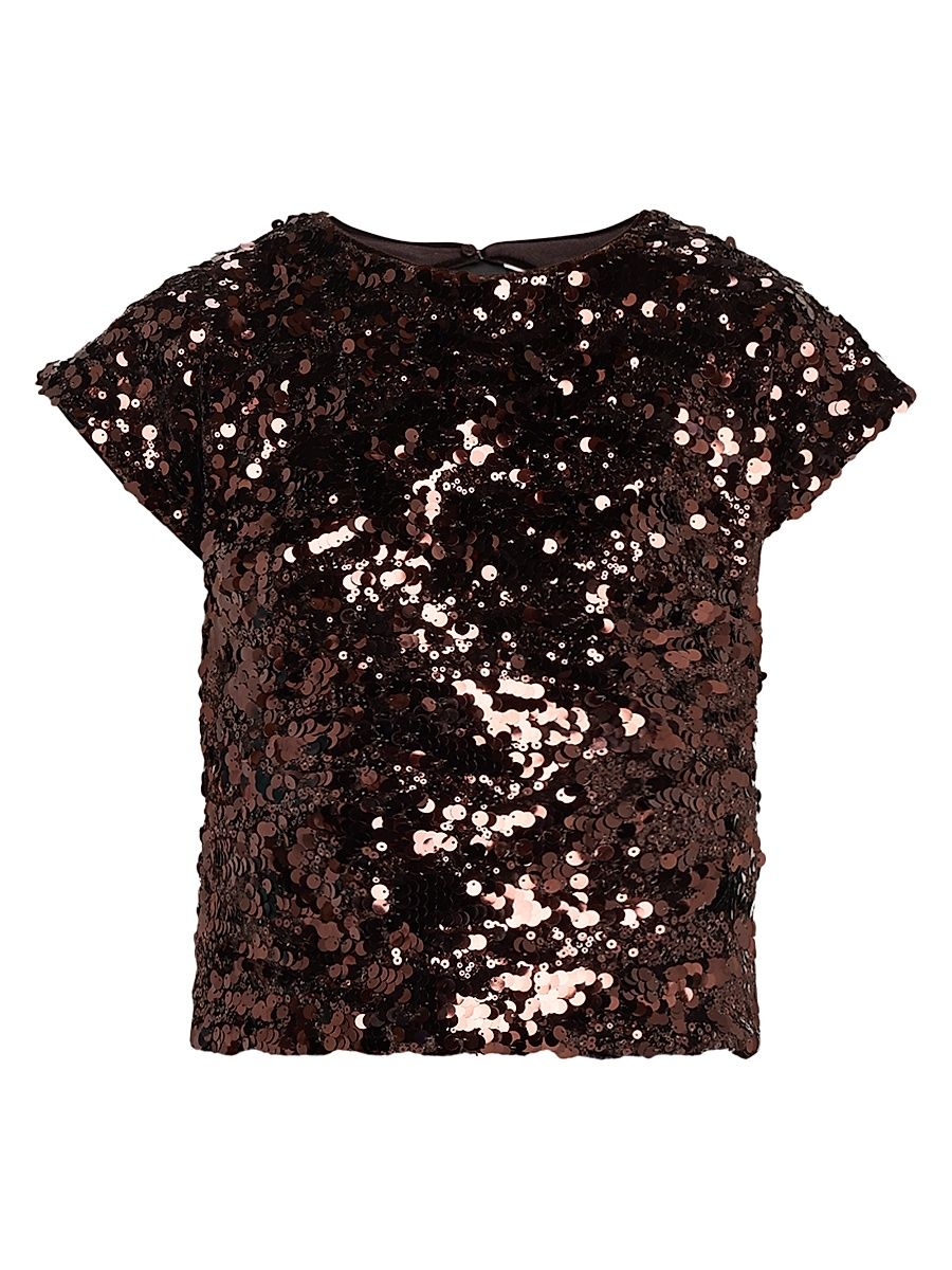 Women's Velvet Sequins Top - Demitasse - Size 14