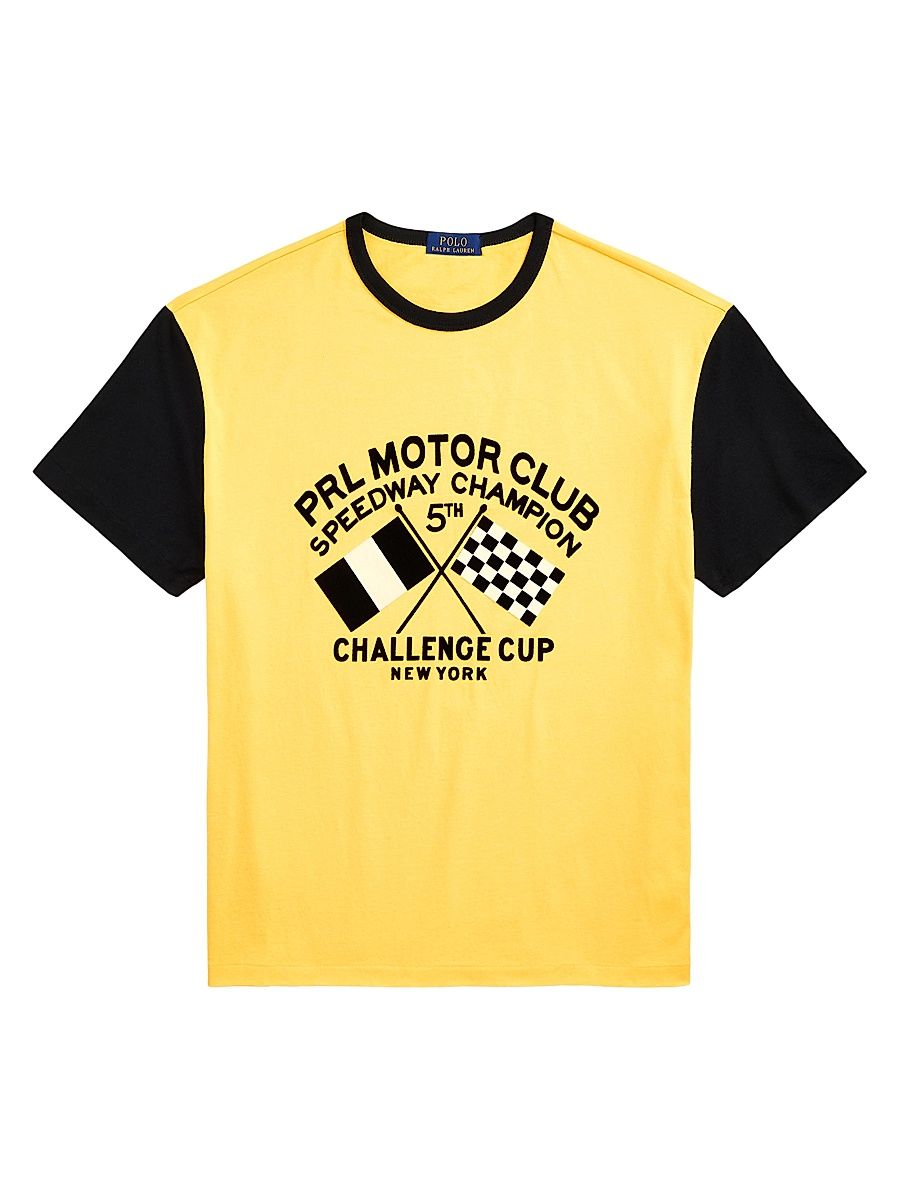 Men's Motor Club Jersey Graphic T-Shirt - Chrome Yellow Polo Black - Size XXL