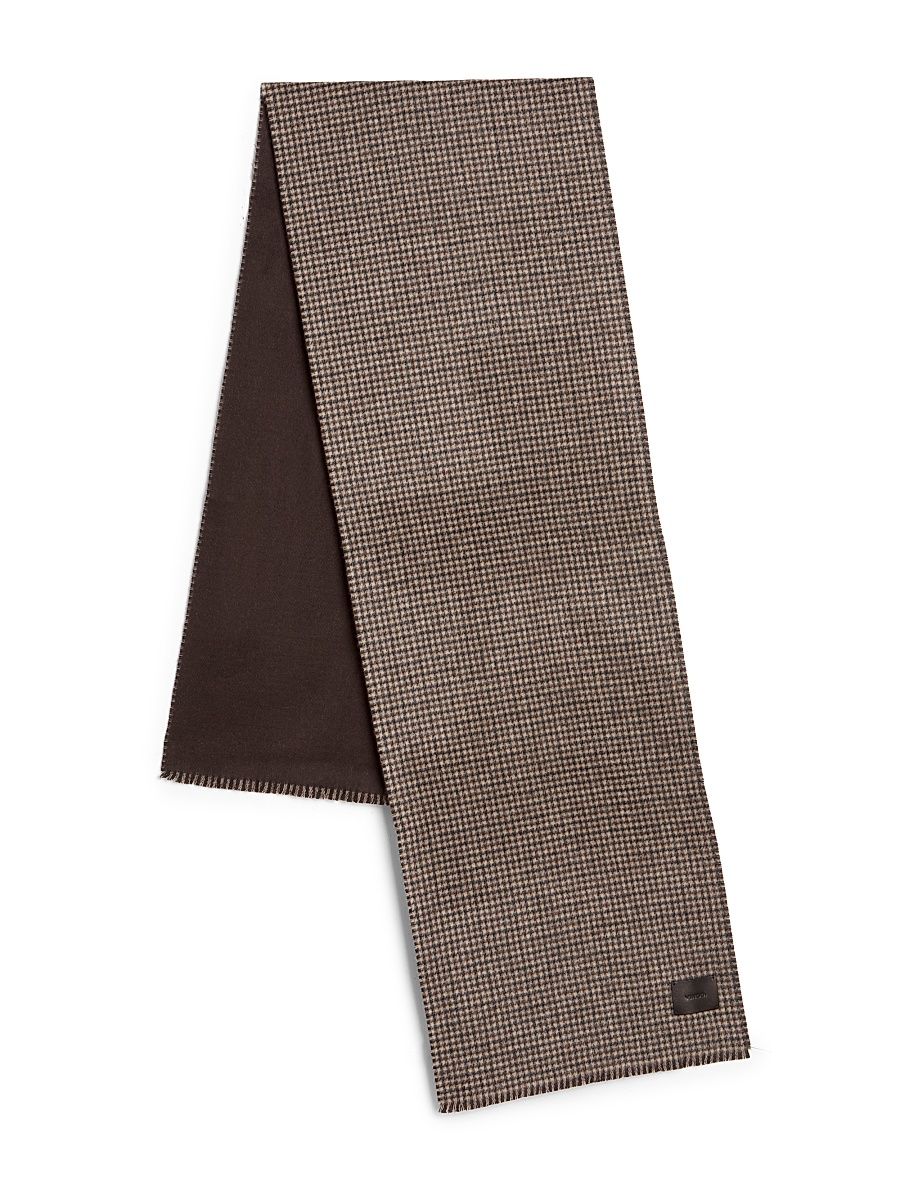Men's Houndstooth Double-Face Wool-Cashmere Scarf - Brown