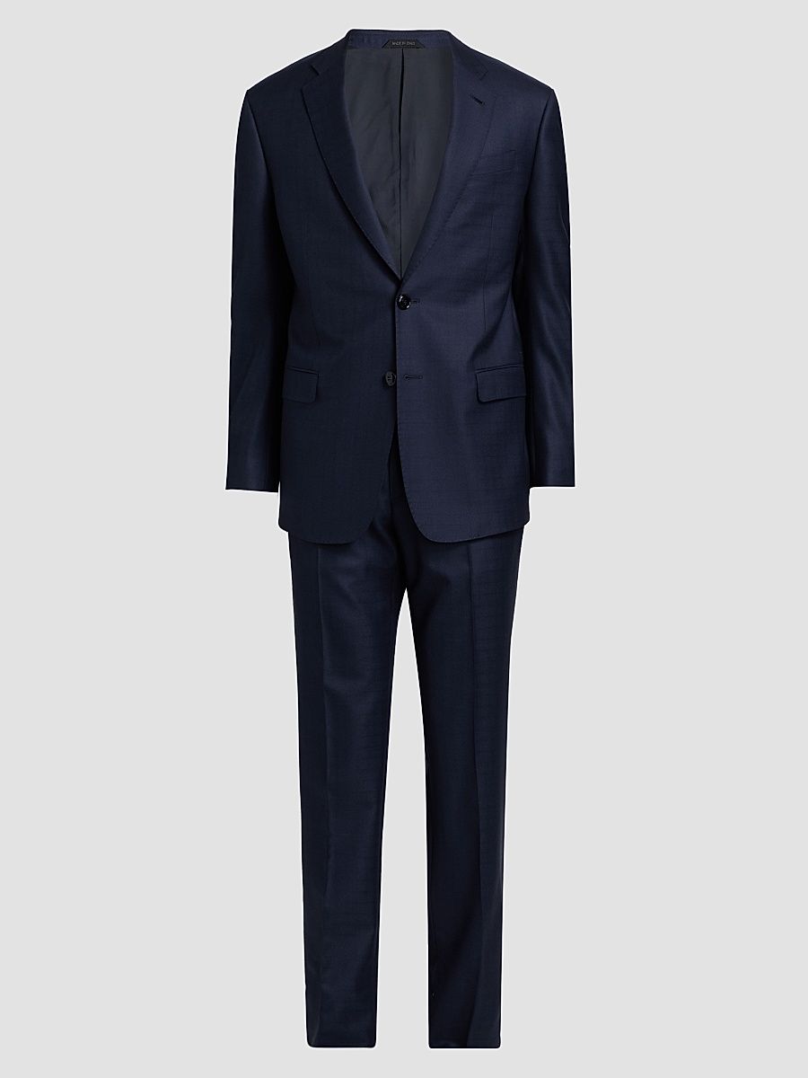 Men's Tailored Wool Single-Breasted Suit - Sky Captain - Size 44