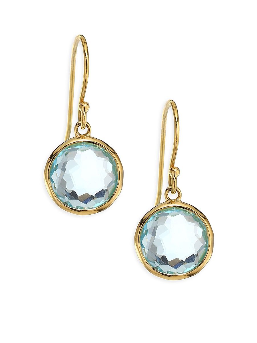 Women's Lollipop 18K Yellow Gold & Blue Topaz Small Drop Earrings - Blue Gold