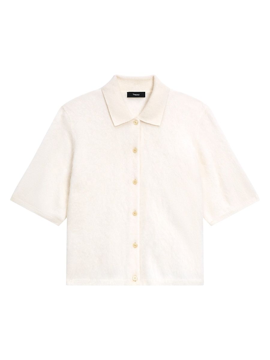 Women's Brushed Cashmere Elbow-Length Cardigan - Ivory - Size Medium