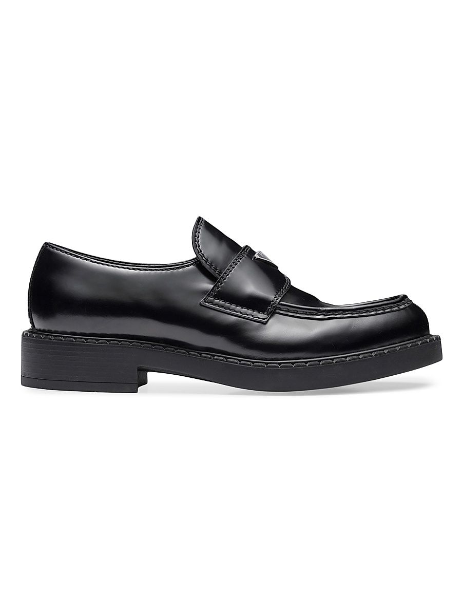 Men's Brushed Leather Loafers - Black - Size 12.5