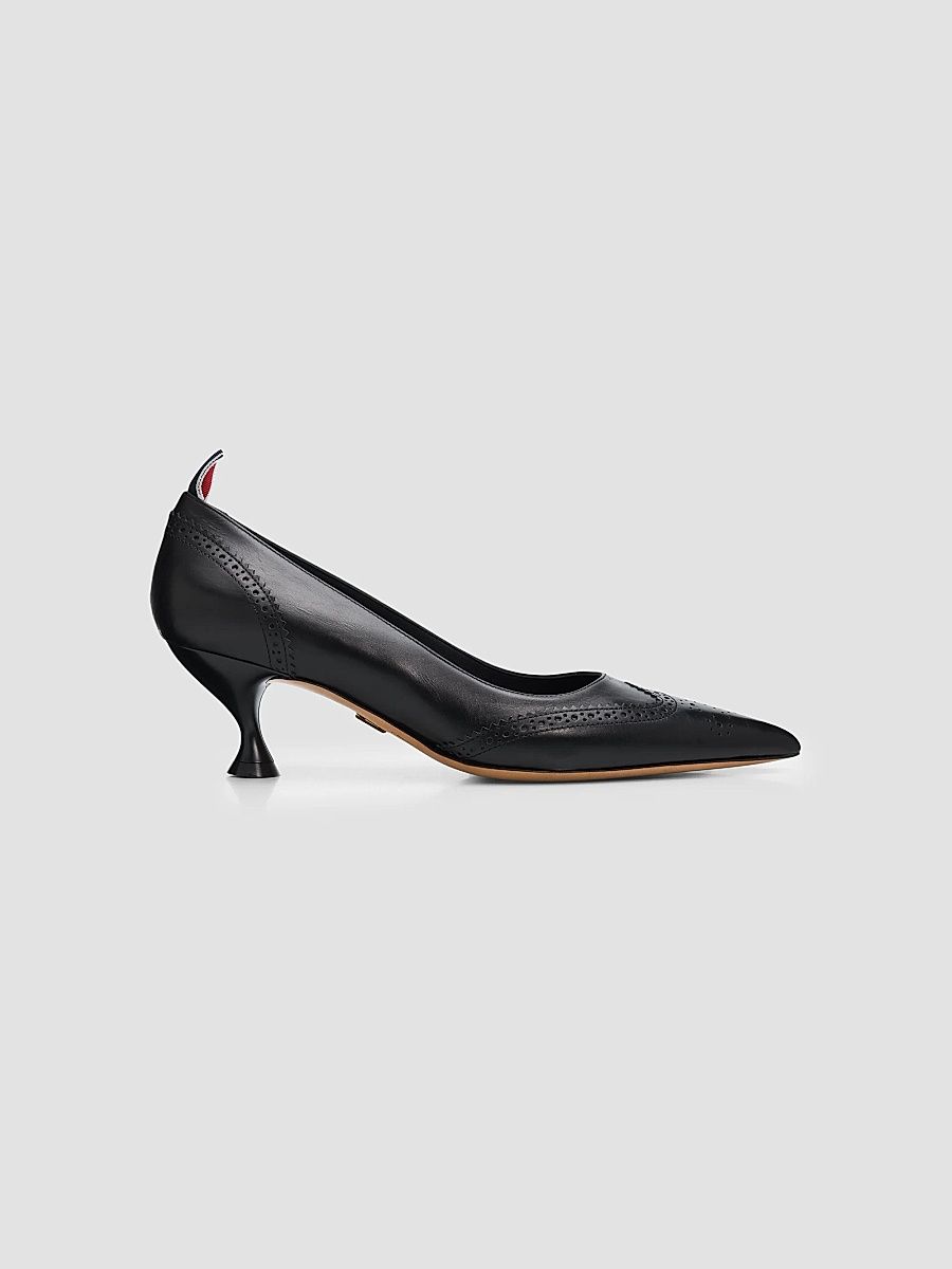 Women's Wingtip 50MM Leather Pumps - Black - Size 6