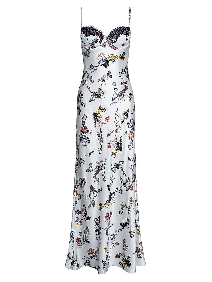 Women's Sayla Lace-Trim Maxi Dress - Ecru Lock Butterfly - Size 14