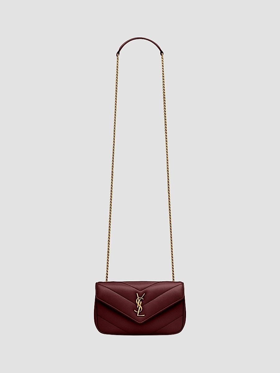 Saint Laurent Women's Loulou Mini Bag in Lambskin Leather - Rouge Cabernet