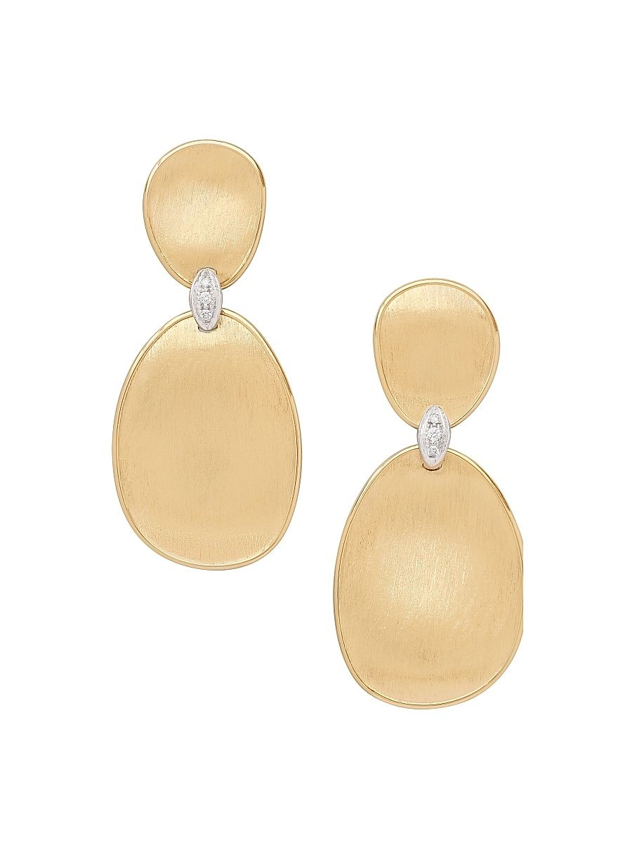 Women's Lunaria Two-Tone 18K Gold & 0.03 TCW Diamond Double-Drop Earrings - Yellow Gold