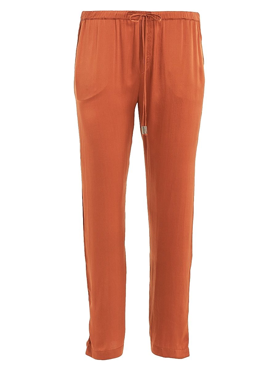 Women's Gem Silk Drawstring Ankle Pants - Terracotta - Size Large