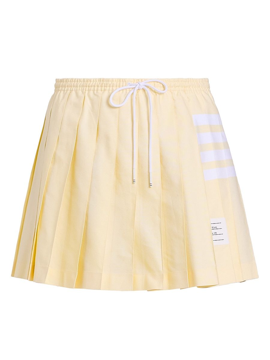 Women's 4-Bar Cotton Drawstring Miniskirt - Pale Yellow - Size 10