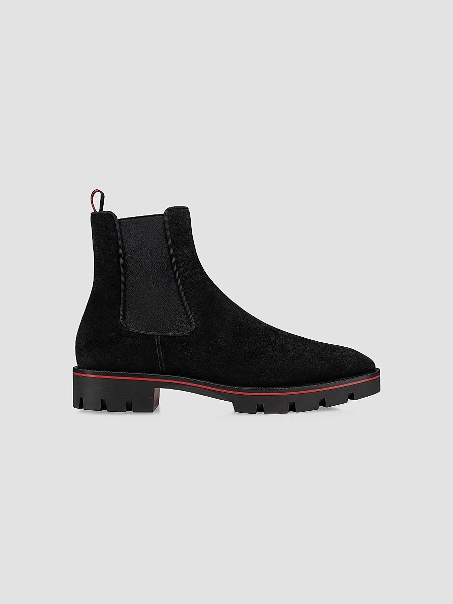 Christian Louboutin Men's Alpinosol Leather Ankle Booties - Black - Size 15