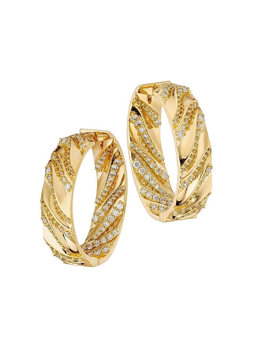 Women's Dunas 18K Yellow Gold & 1.59 TCW Diamond Hoop Earrings - Yellow Gold