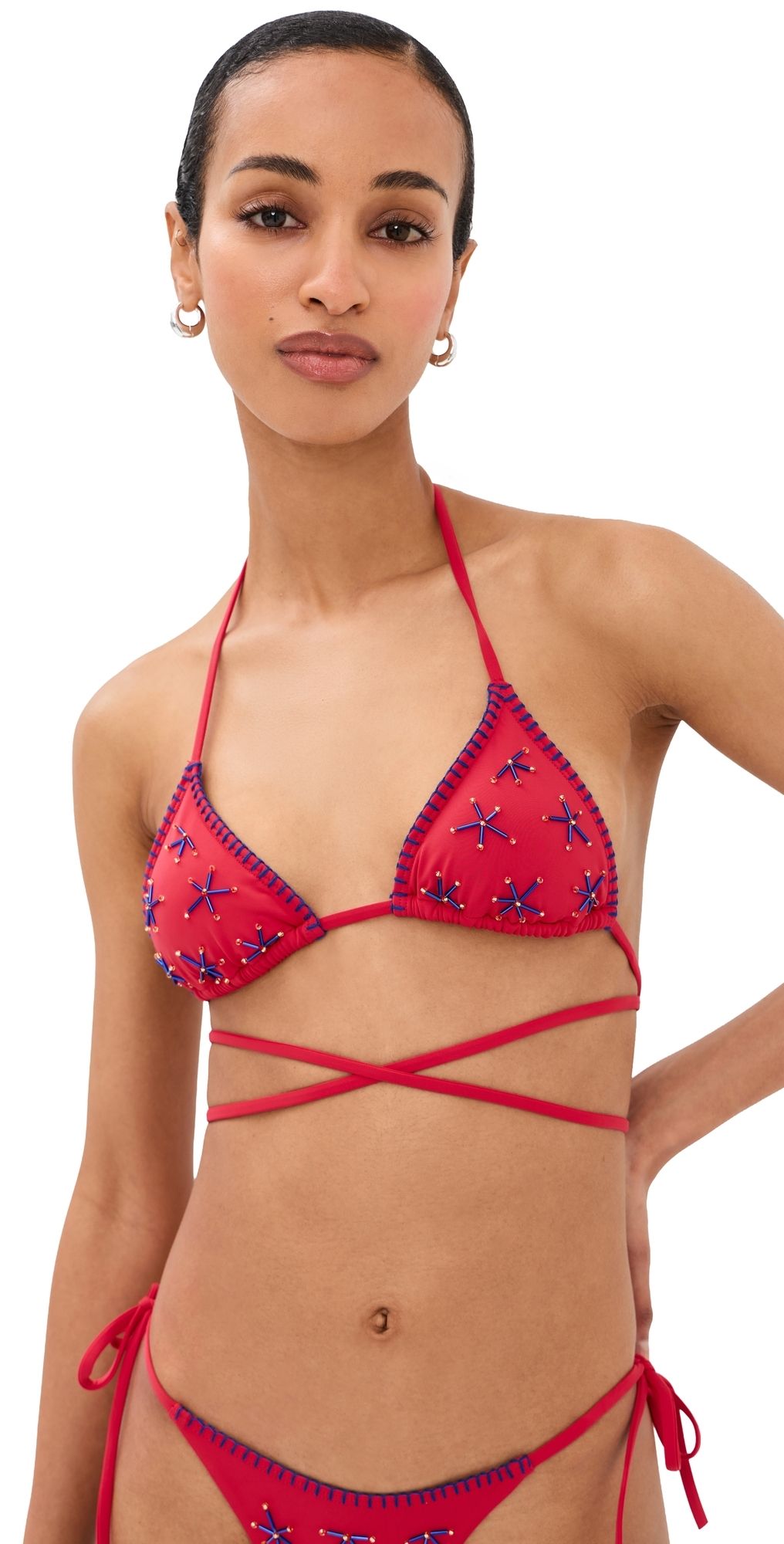 STAUD Lido Triangle Bikini Top Painted Foulard XL
