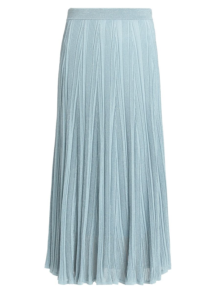 Women's Aster Metallic Midi-Skirt - Metallic Blue - Size 10