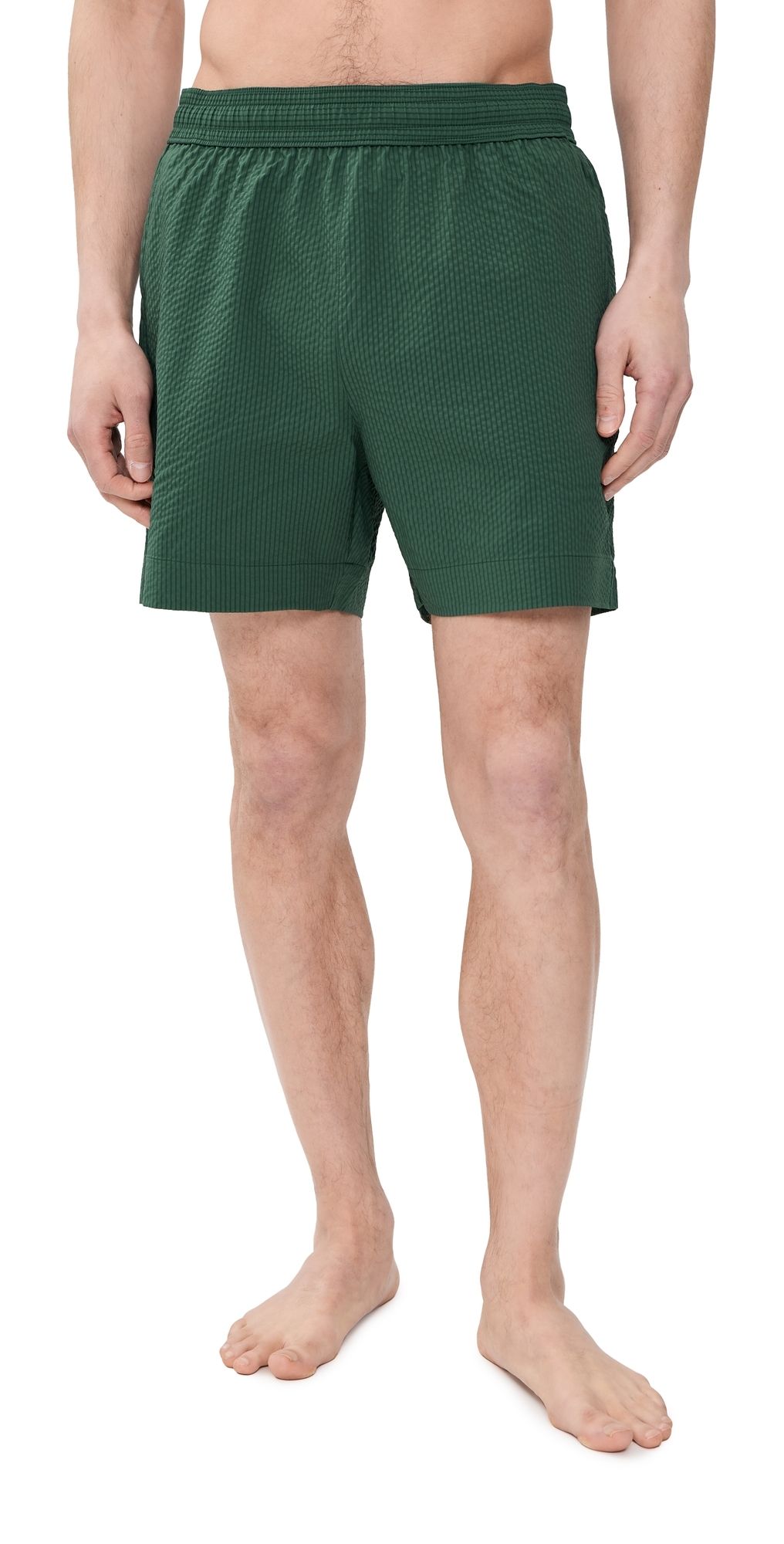 Maison Kitsuné Seersucker Swim Shorts Bottle Green L